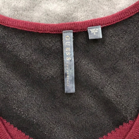 Burgundy sweater dress with black see through trim - Picture 3 of 3